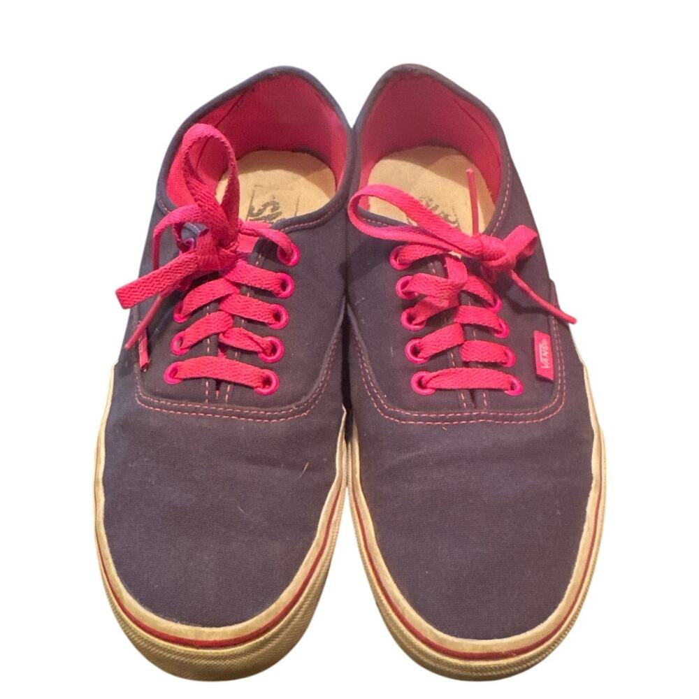 Vans Authentic Navy Blue Hot Pink Laces Size M 8.5 W 10 Sneakers